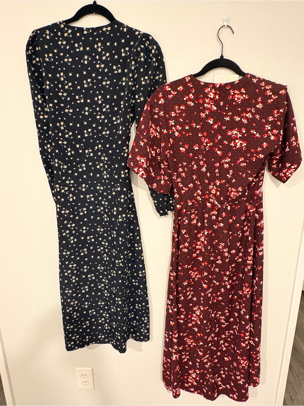Nic & Jo Black Floral V-Neck Midi and H & M red floral Dress - Picture 11 of 11
